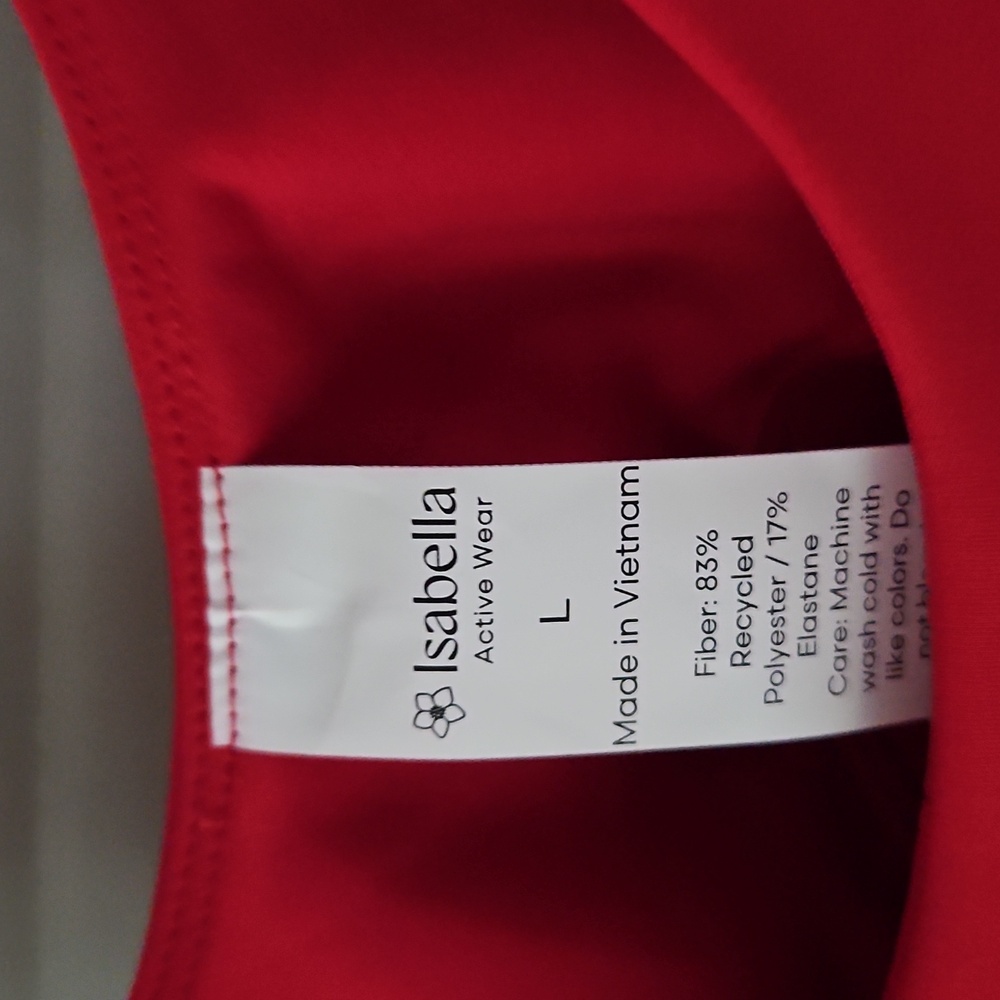 NWT Isabella Red Women's Tank Top With Built In Bra. Sz Large - Picture 2 of 6